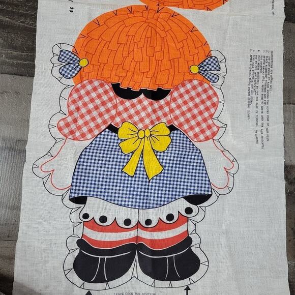 Vintage DIY Fabric Panel Gingham Girl Rag Doll - Picture 2 of 6